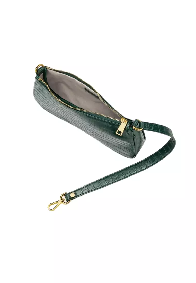 JW Pei Eva Shoulder Bag - Dark Green Croc
