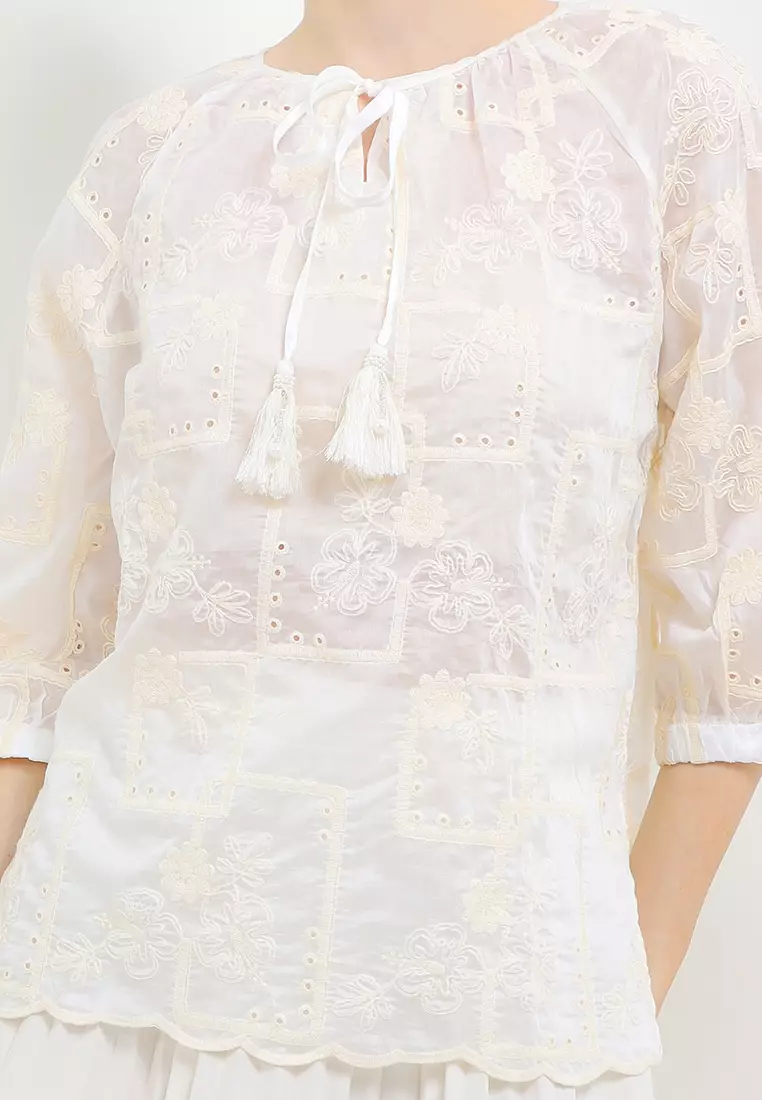 Beaded Tassels Emb Blouse