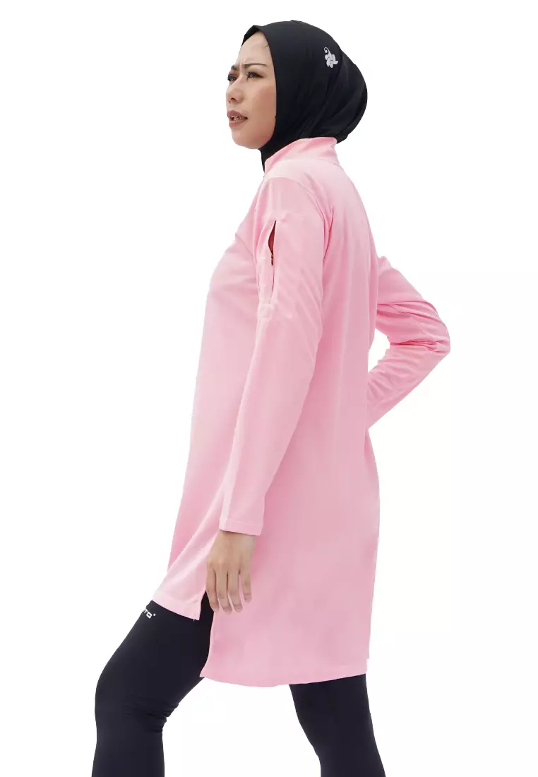 Tiento Aleeya Long Sleeve Dry Fit Zipper Sporty Baju Kaos Olahraga Lengan Panjang Wanita Muslimah Remaja Dewasa Running Fitness Senam Zumba Tenis