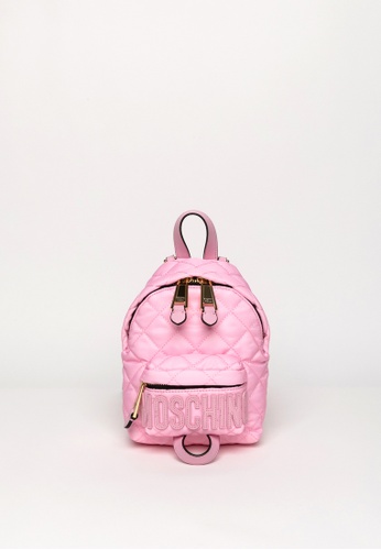MOSCHINO pink Quilted Logo Backpack 6ED01AC1D66C42GS_1