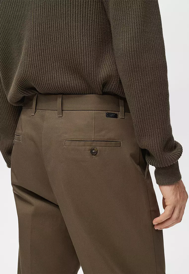 標準剪裁褶飾棉褲