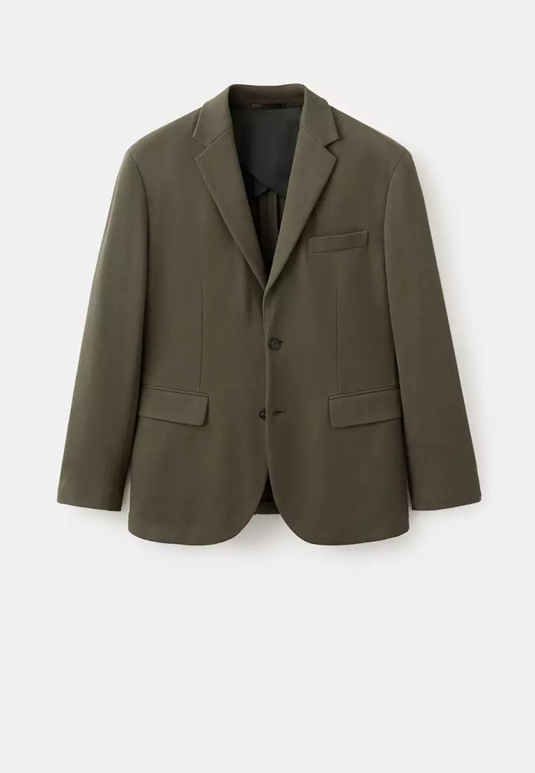 Structured Slim Fit Cotton Blazer