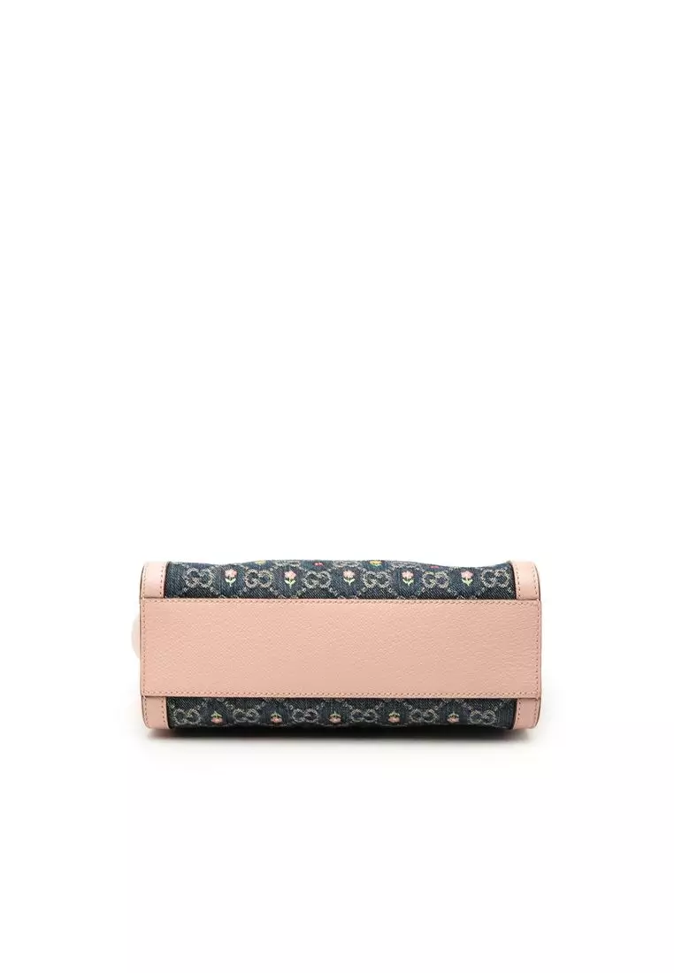 Pre-Loved Gucci Small Gg Denim Embroidery Ophidia Satchel