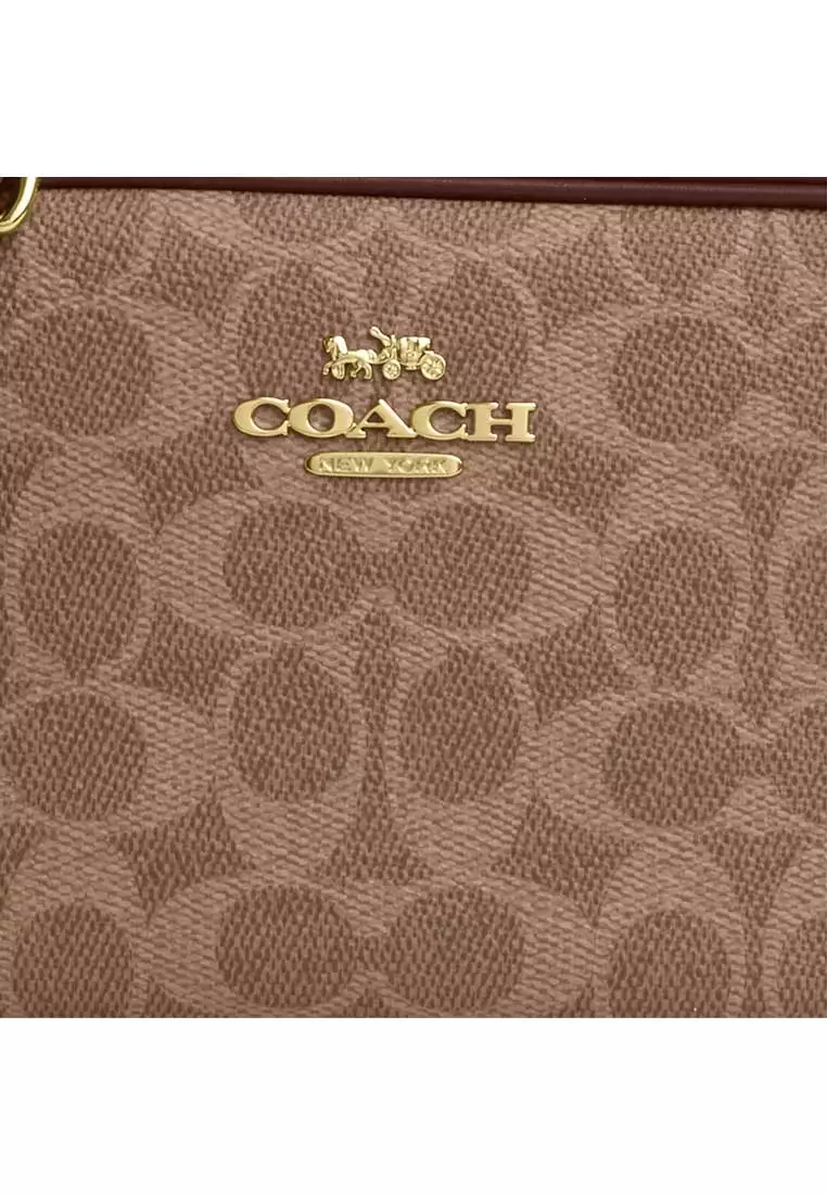 Mini Jamie Camera Bag In Signature Canvas Tan/Brown CY752