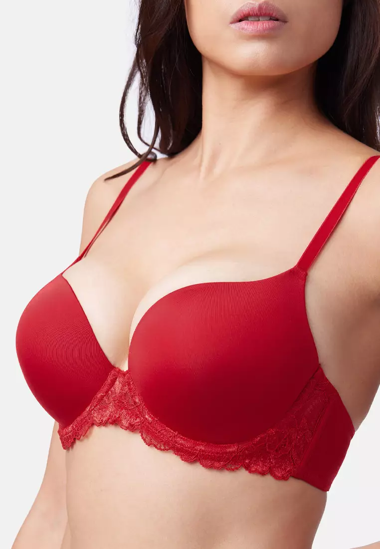 Super push-up lace bra - Red - Ladies
