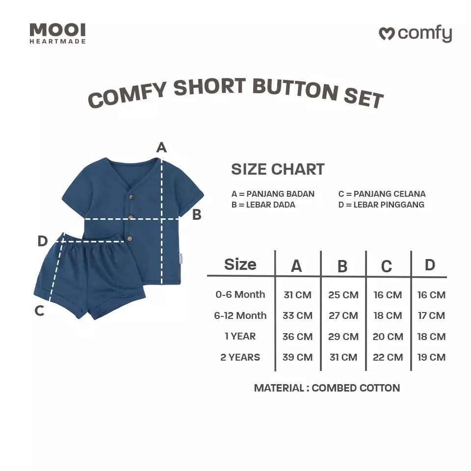 Mooi Setelan Pendek Bayi Comfy Baby Short Button Set - Pink Blossom