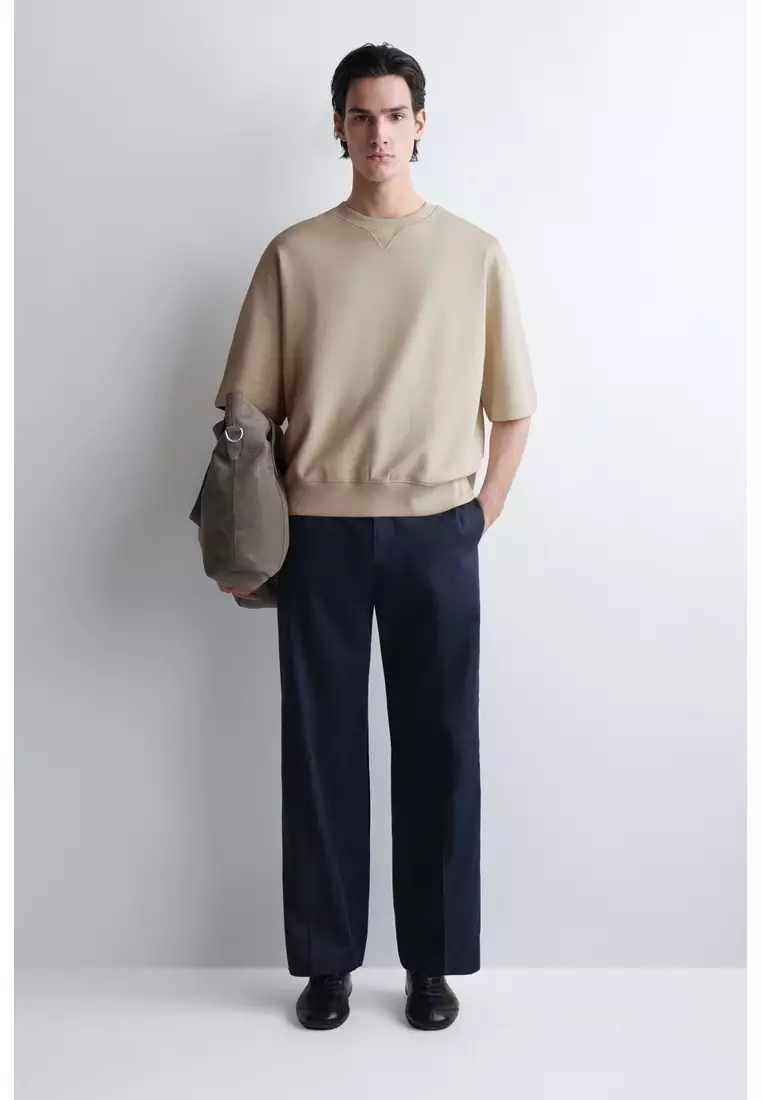 OVERSIZED SHORT-SLEEVED COTTON SWEATSHIRT