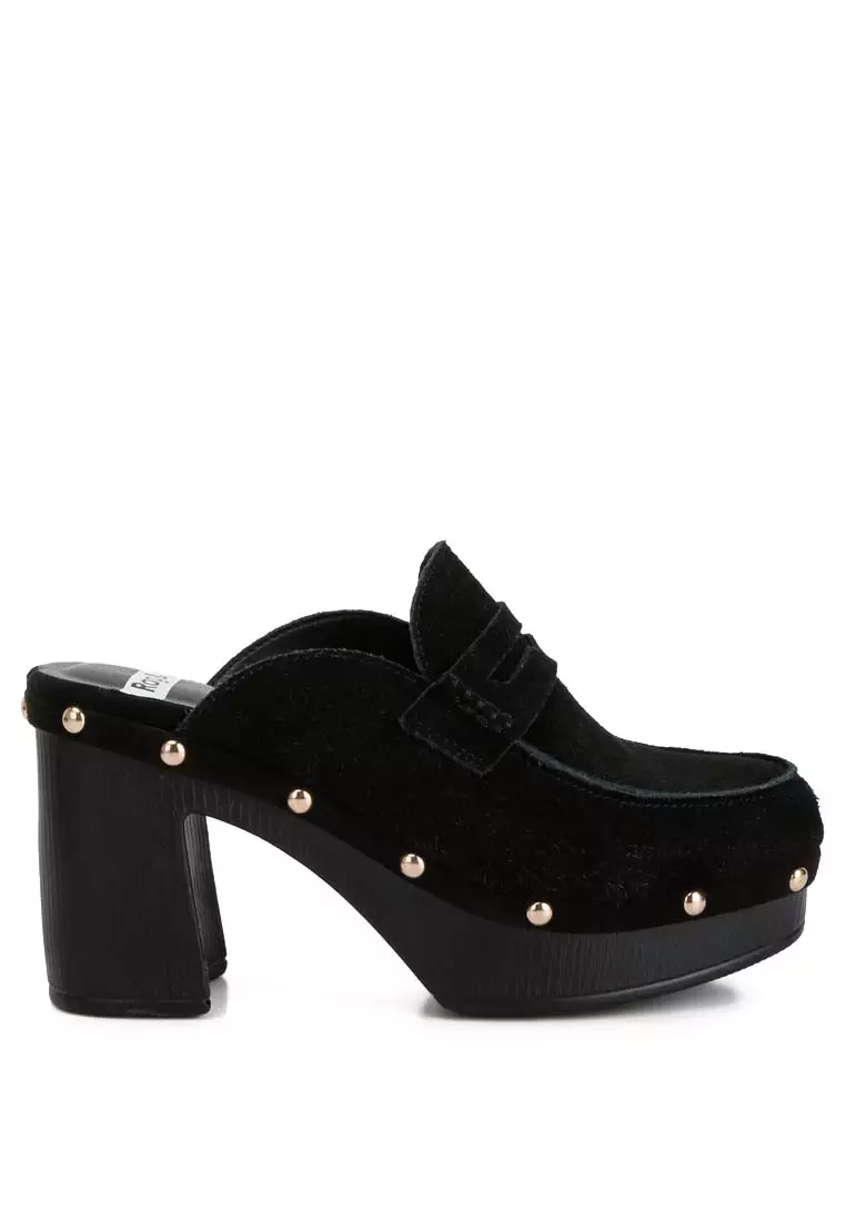 Discount on Rag & CO.  shoes - SKU: Black Suede Platform Clogs