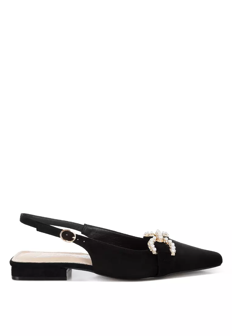 Discount on London Rag  shoes - SKU: Pearl-Studded Horsebit Flats In Black