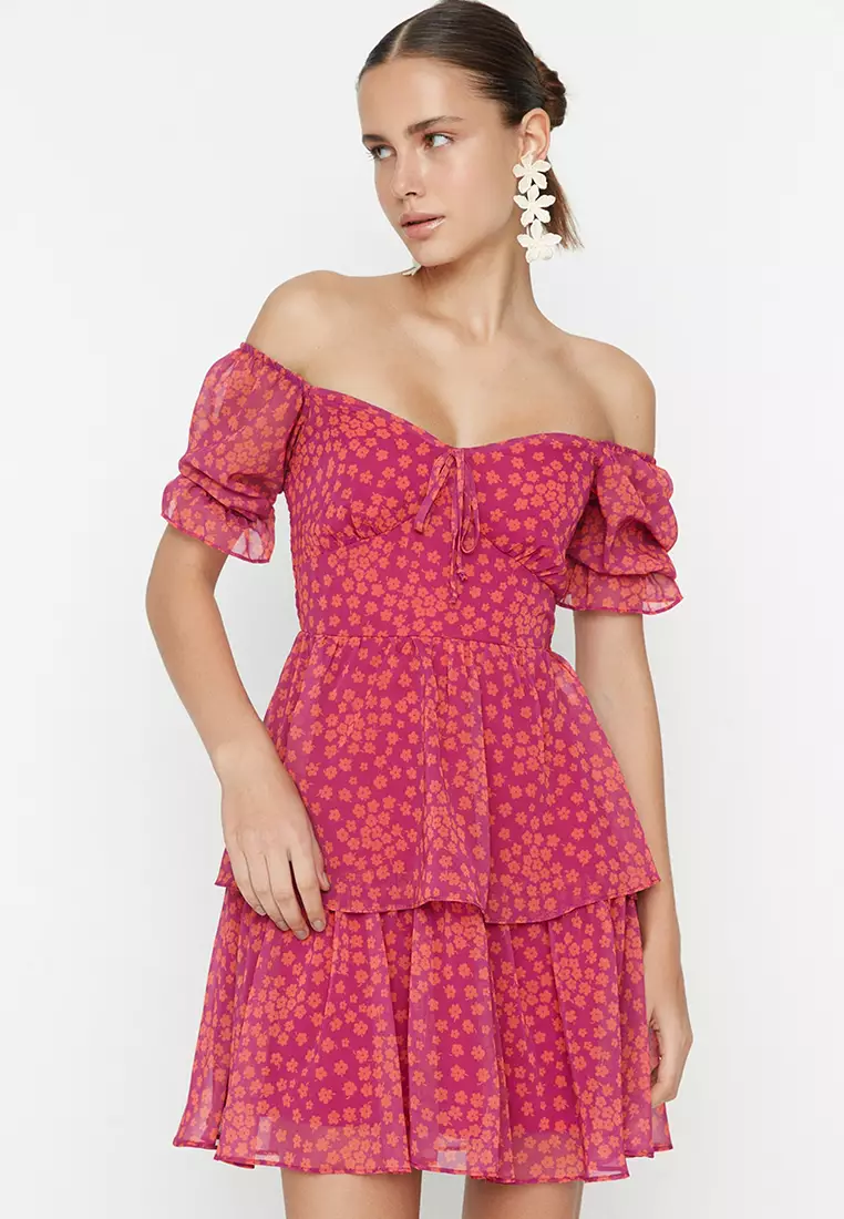 Buy Trendyol Flounce Chiffon Dress Online | ZALORA Malaysia