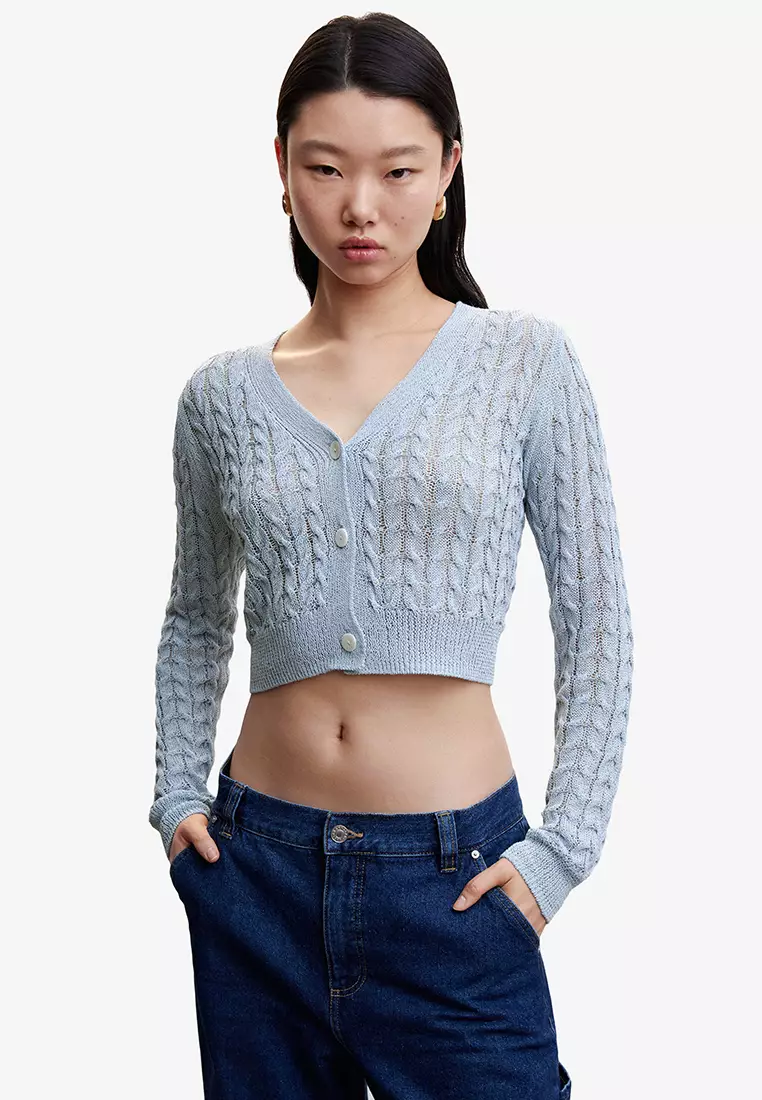 Cable knit cropped outlet cardigan