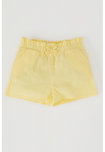 DeFacto yellow Paperbag Fit Elasticated Waist Cotton Short 91408KA8EB5E70GS_1
