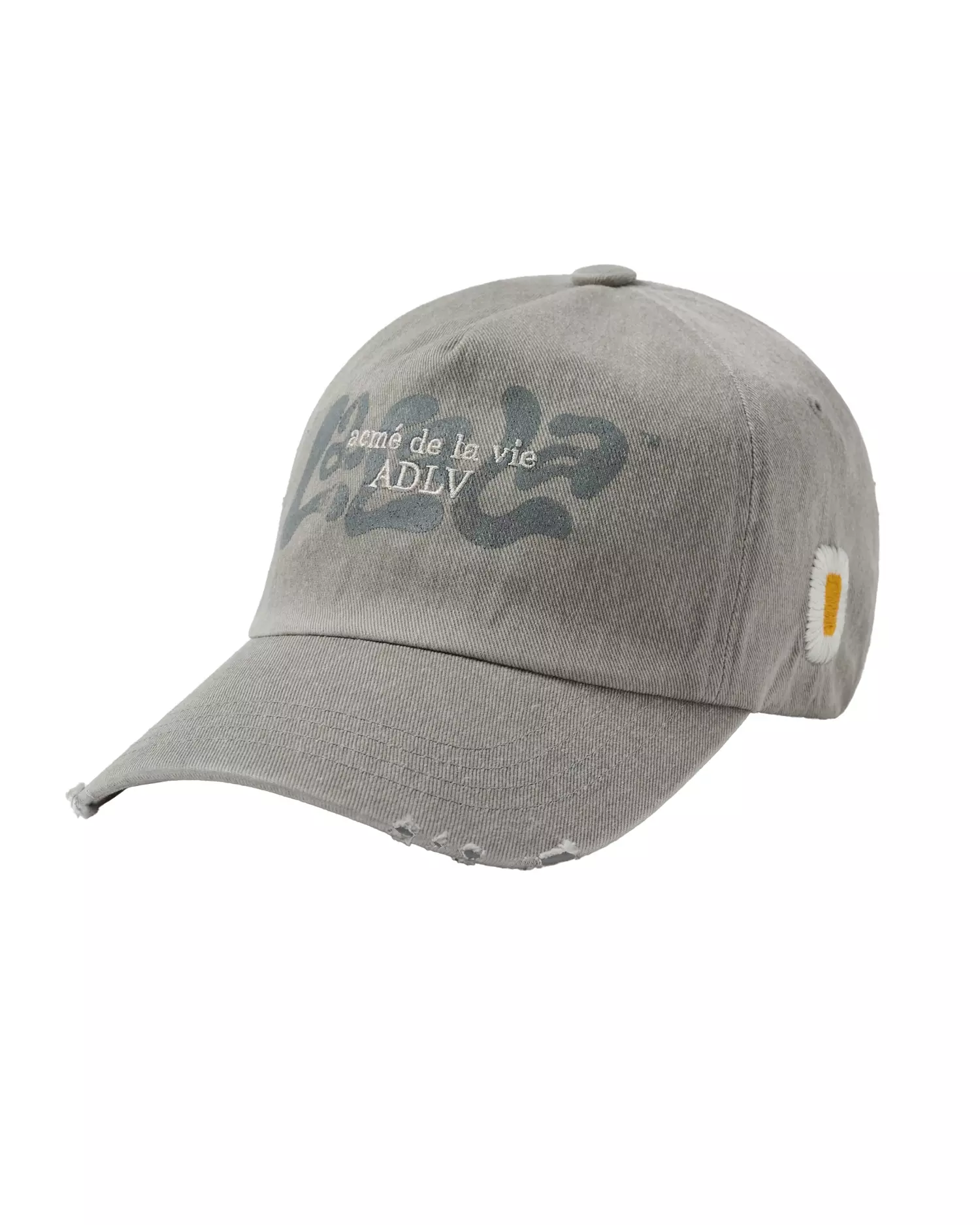 ADLV X LALALA FEST OVERLAY DAMAGE BALL CAP LIGHT GRAY (OVERSEAS EXCLUSIVE)
