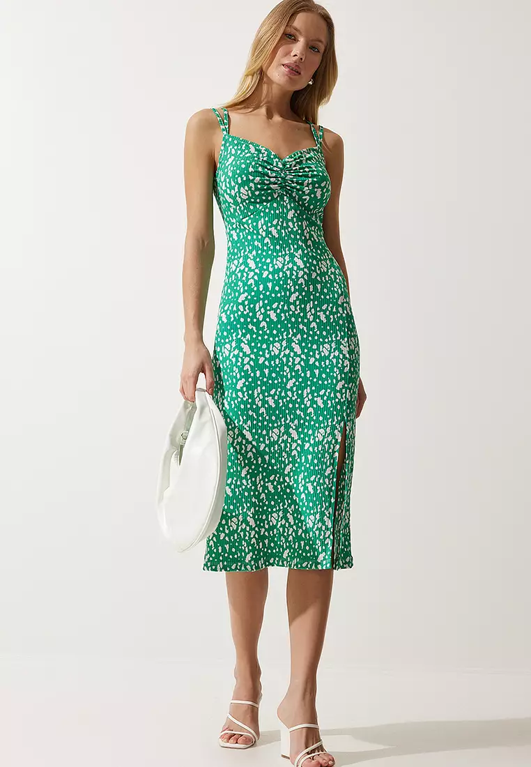 Patterned Double Strap Knitted Dress