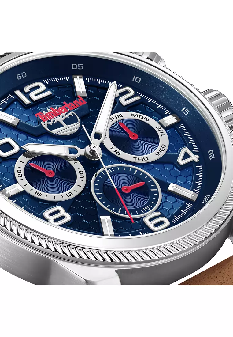 Timberland Henniker II - Jam Tangan Analog Pria - Navy Dial - Brown Leather Strap - TDWGF0028705