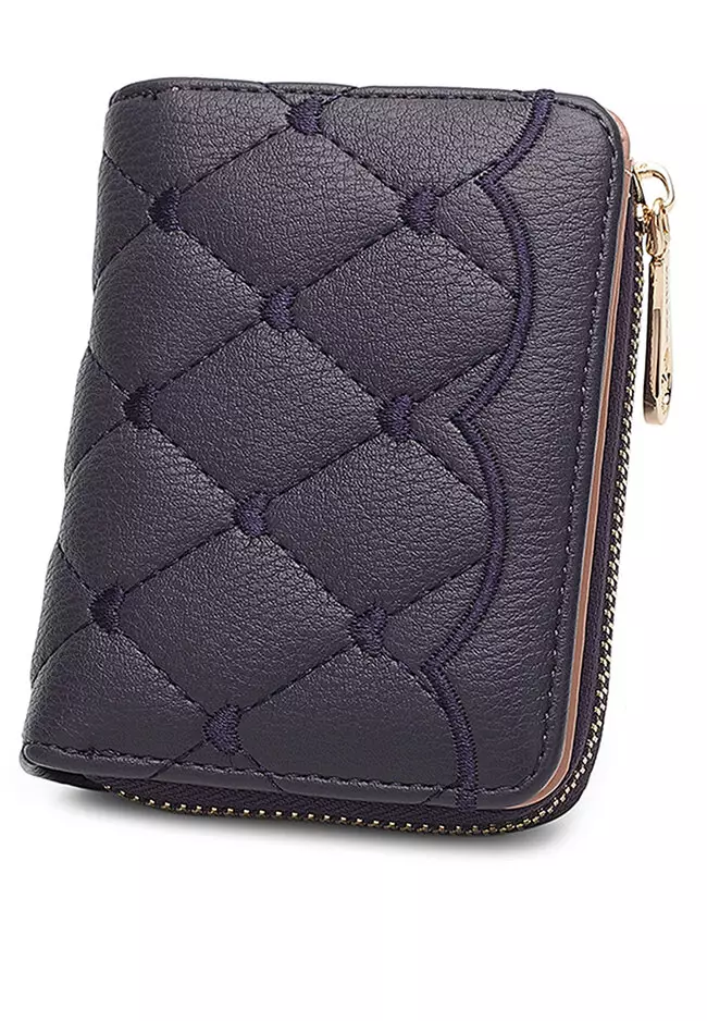 Women's Quilted Short Purse / Wallet - Purple