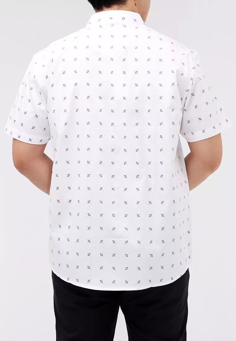 Woven Printed Poplin Short Sleeves Polo