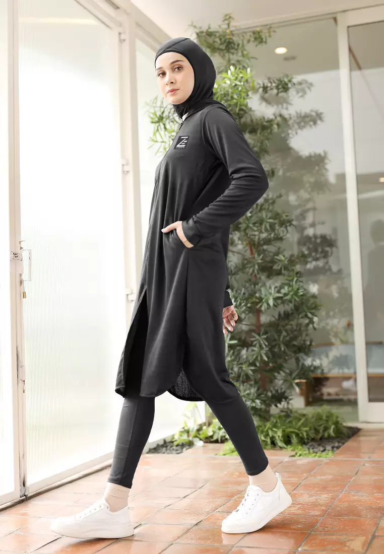 Jual zelena Zelena Elle Tracksuit Hoodie Sport Tunic Olahraga