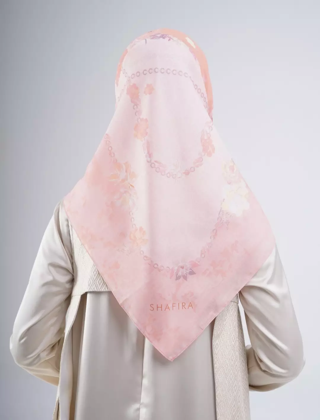 Niomy Printed Scarf Orange | Hijab Kerudung Segi Empat Motif