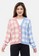 MKY CLOTHING pink and blue and grey Gingham Cardigan in Pink 91928AA17914ACGS_1