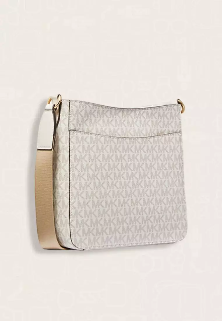 Michael Kors Jet Set Travel Small Signature Logo Messenger Bag Light Cream Multi