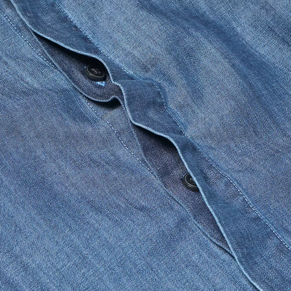 Cotton Denim Long Sleeve Shirt Indigo