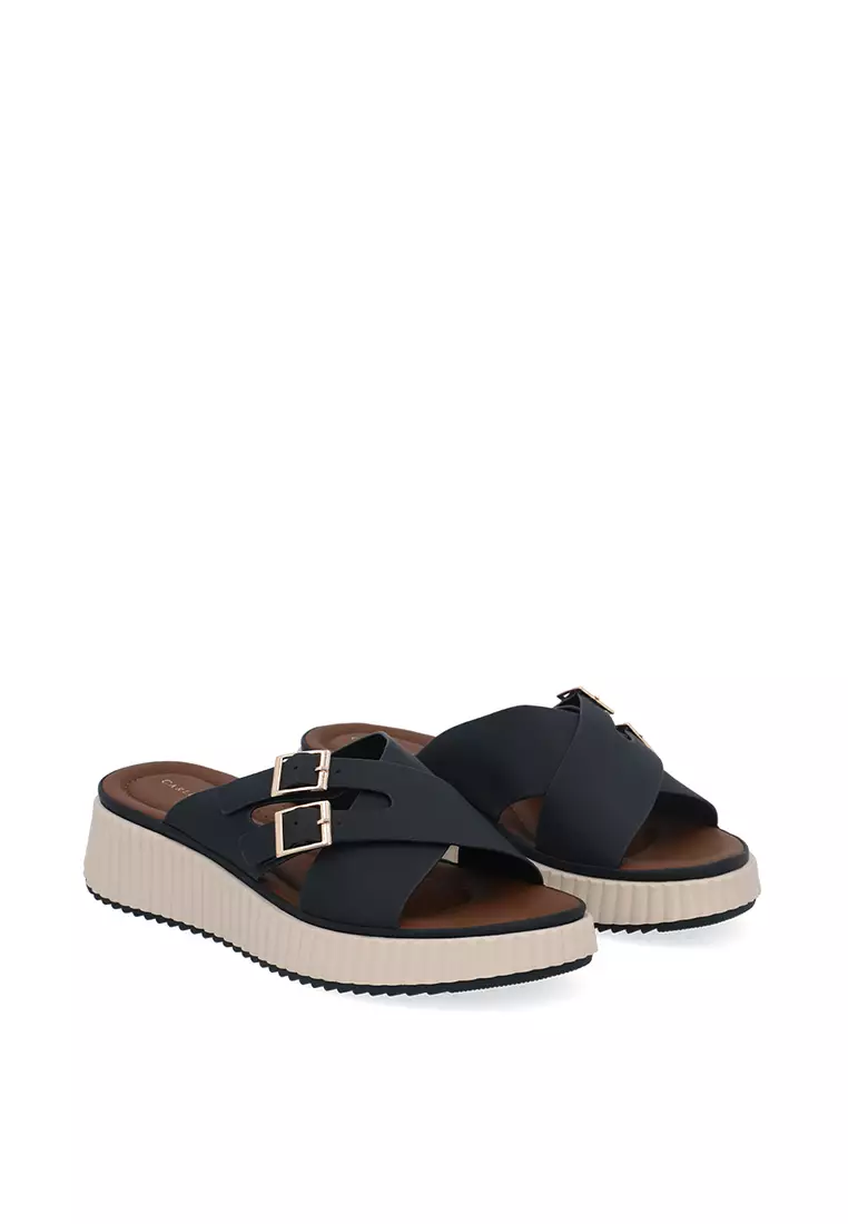 Black Flexi Cloud Buckled Sandals