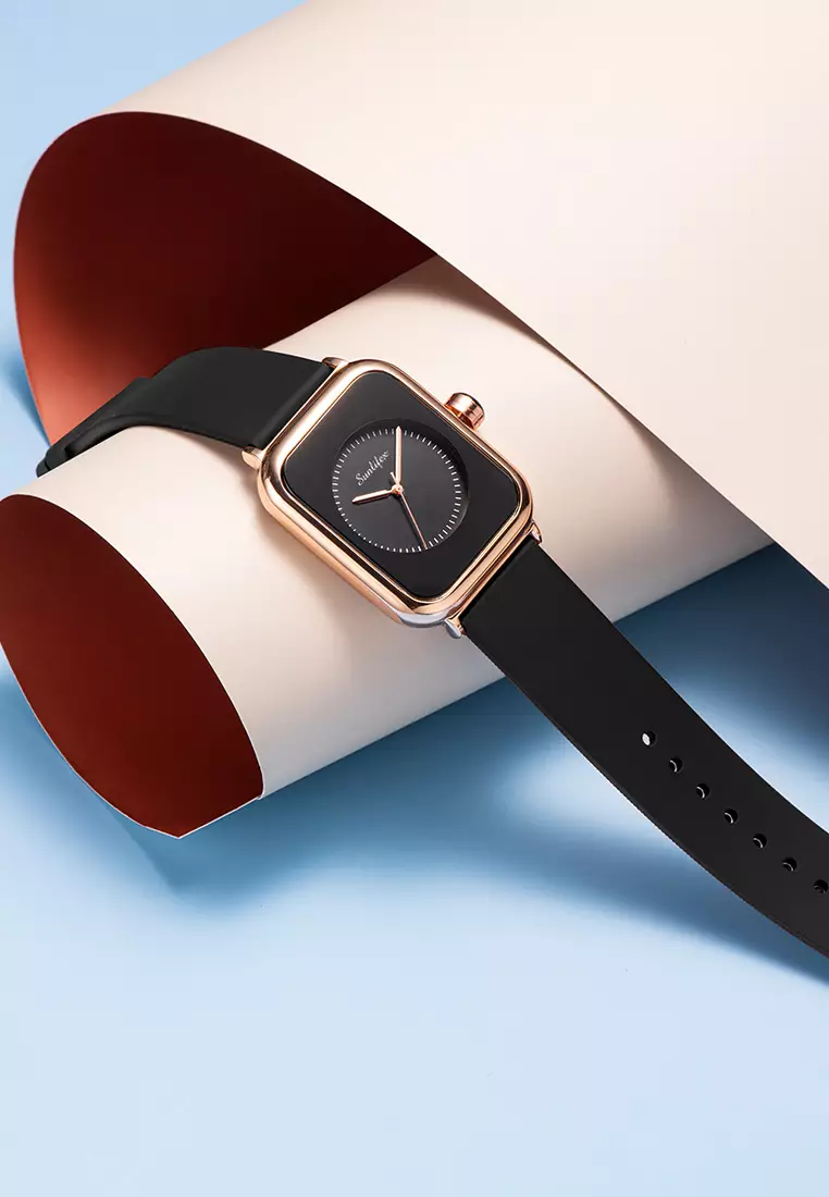 Jam Tangan Wanita Kuarsa Anggun Santai Tali Silikon Jam Tangan Cewek Original allblack