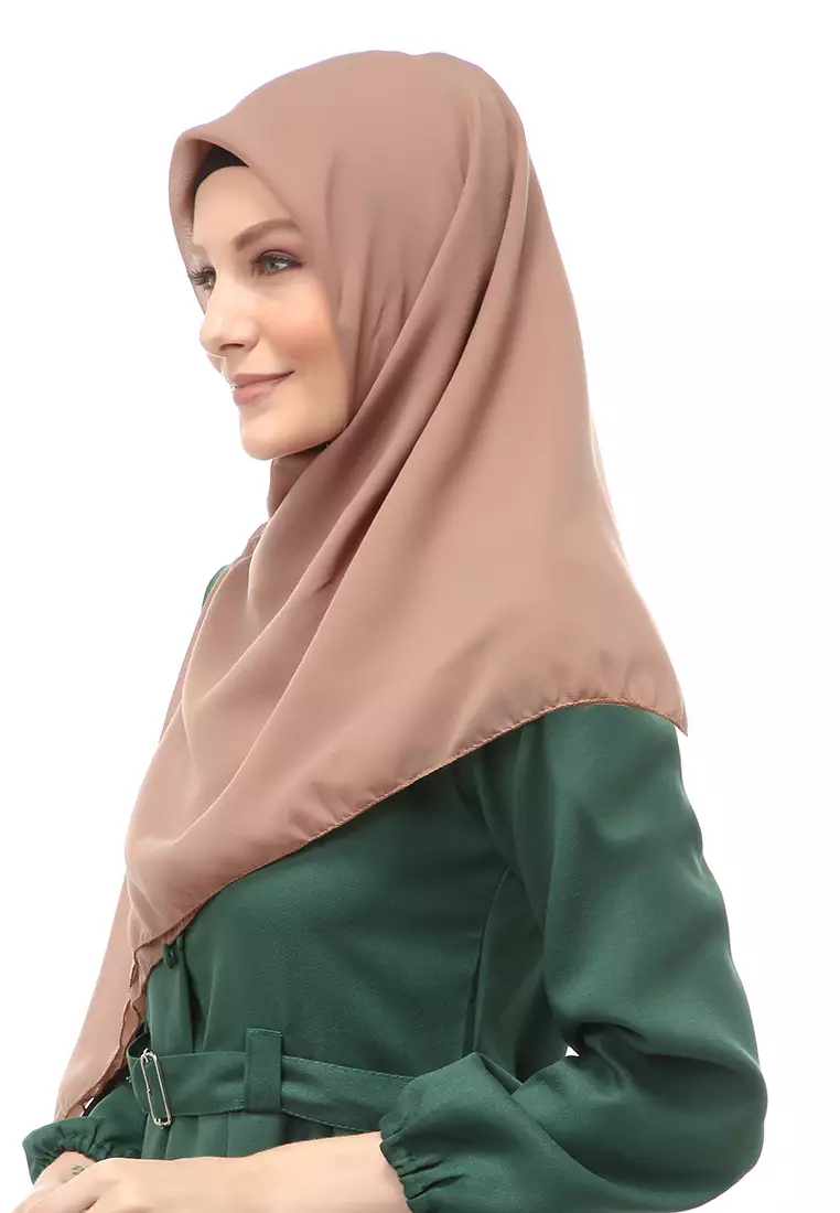 Kanya Hijab Scarf  Motif Polos Wanita Muslimah Relaxed Fit - Brown