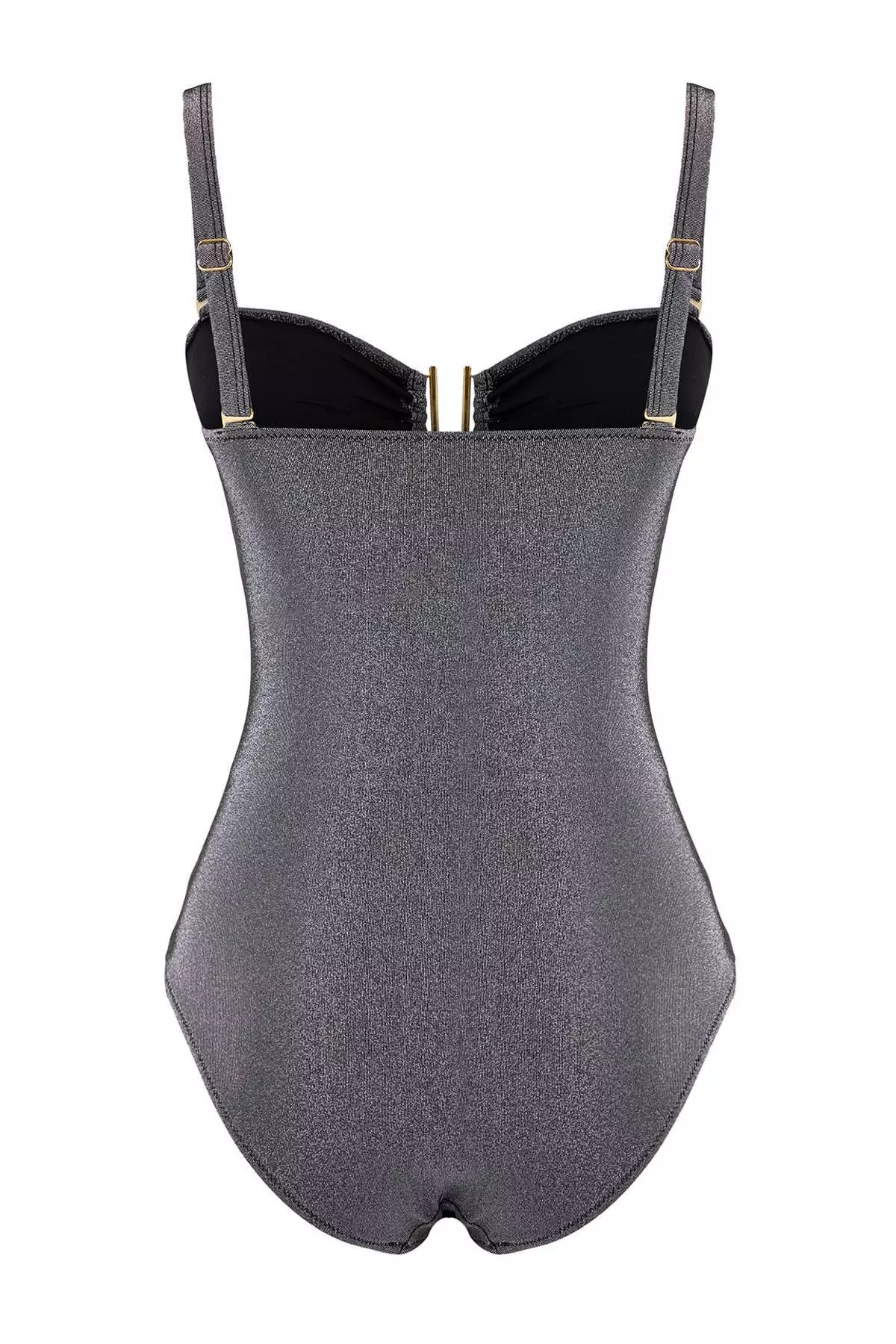 Gray Glitter Accessory Strapless Covered Regular Swimsuit Tbess26Ma7