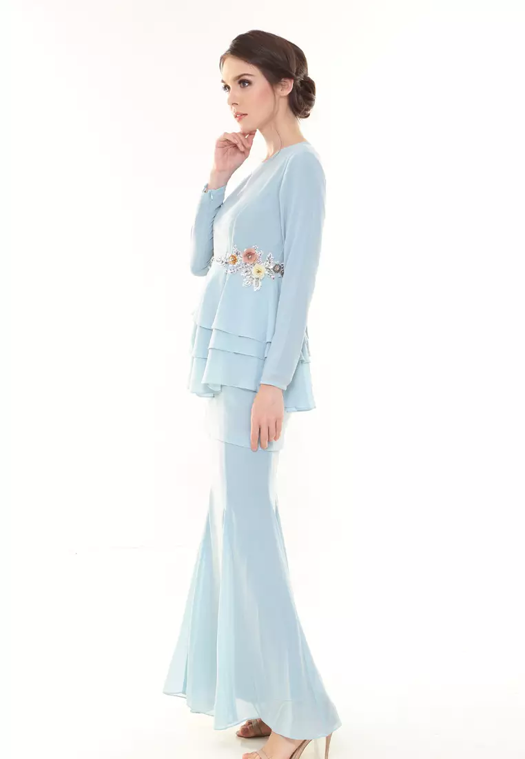 Helenna Peplum Modern in Mint Blue