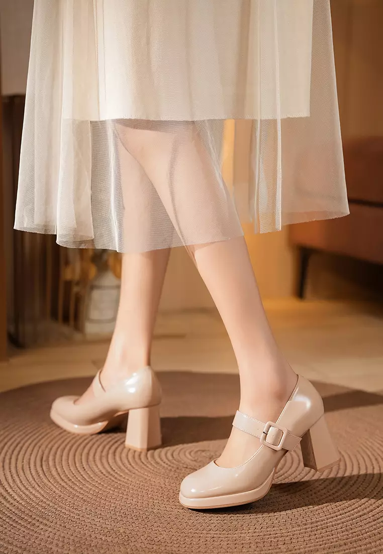 6CM Strap Microfiber Leather Mary Jane Shoes BY2465-6