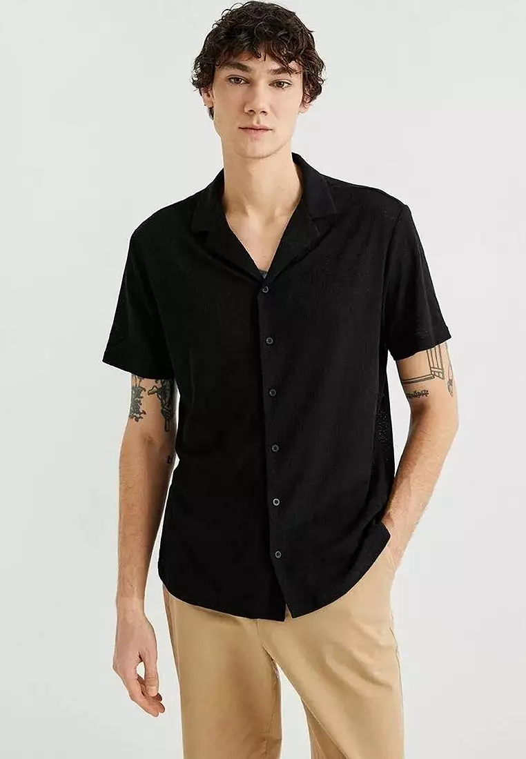 Discount on KOTON  shoes - SKU: Summer Shirt Turn-Down Collar Short Sleeve Buttoned