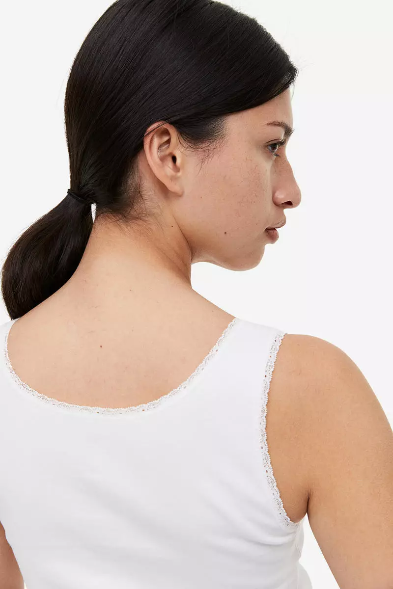 Buy H&M 2-pack lace-trimmed vest tops Online
