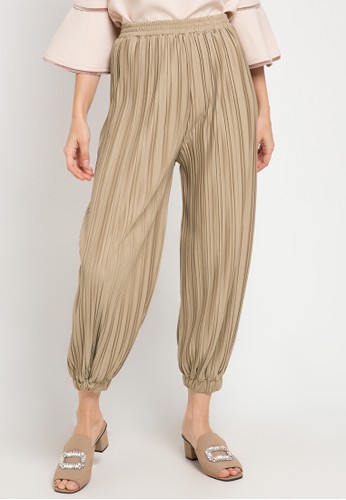 Chic Simple beige Pleated Harem Pants 92A01AA5AAA2DDGS_1