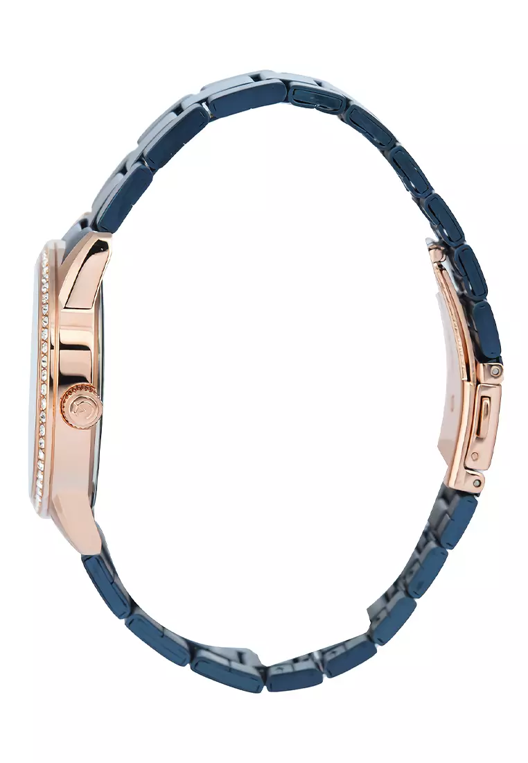 Alexandre Christie - Jam Tangan Analog Wanita - Rosegold Blue Stainless Steel - 2A46 BFBURBU