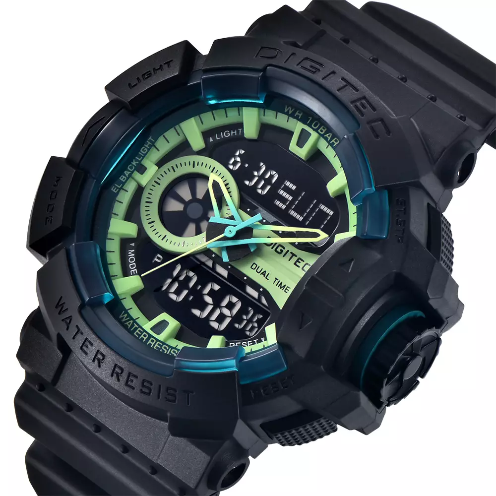 DIGITEC Jam Tangan Digital Sport Pria DA-2080T - PU STRAP BK-4B Full Black