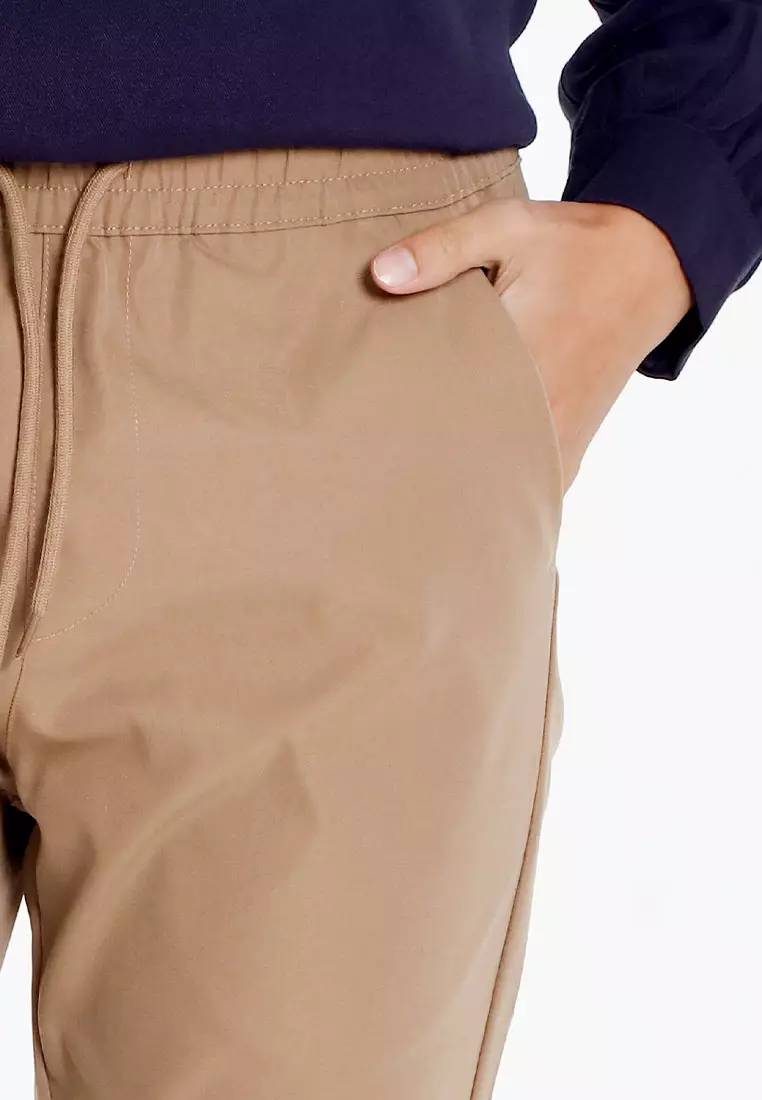 Forest Ladies Plain Elastic Waist Long Pants Women Casual Pants | Seluar Panjang Perempuan - 810503-13Khaki