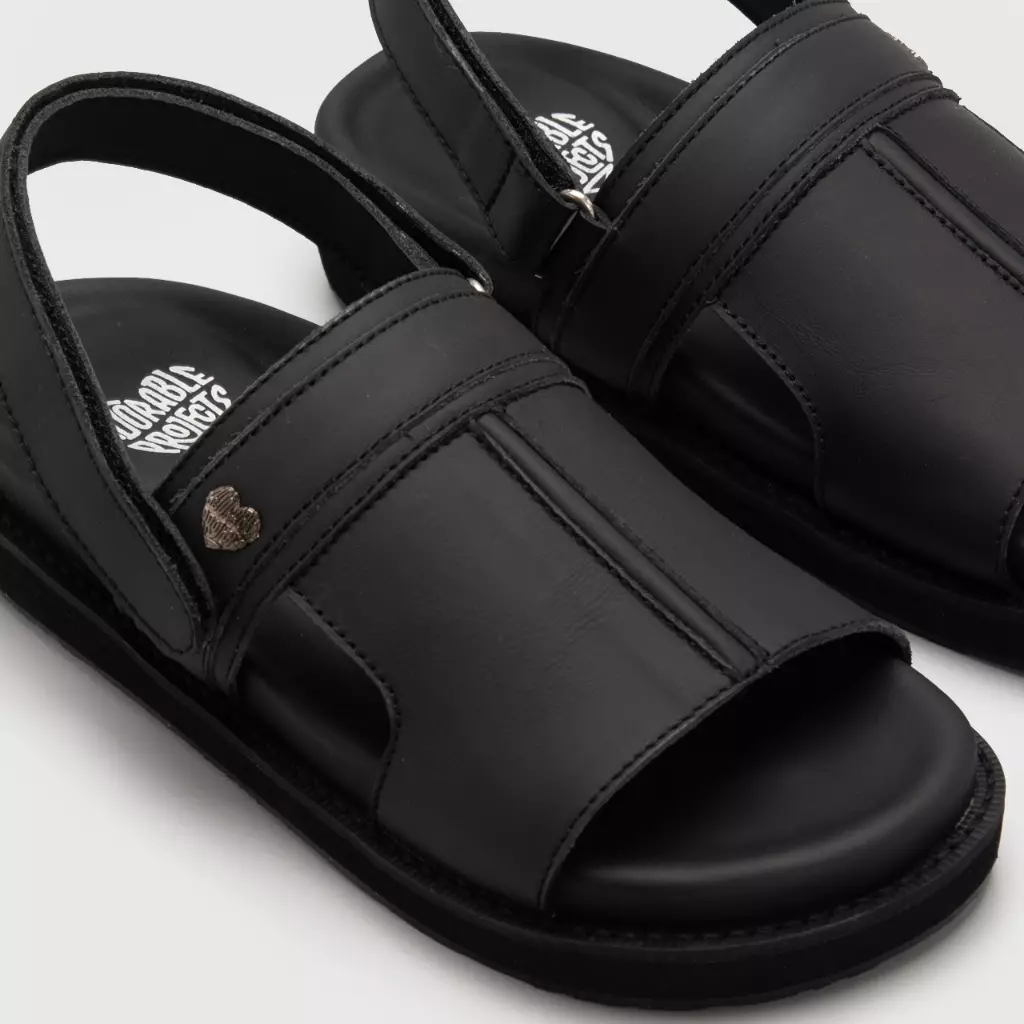 Adorable Projects - Mazza Sandals Genuine Leather Black - Sandal Wanita