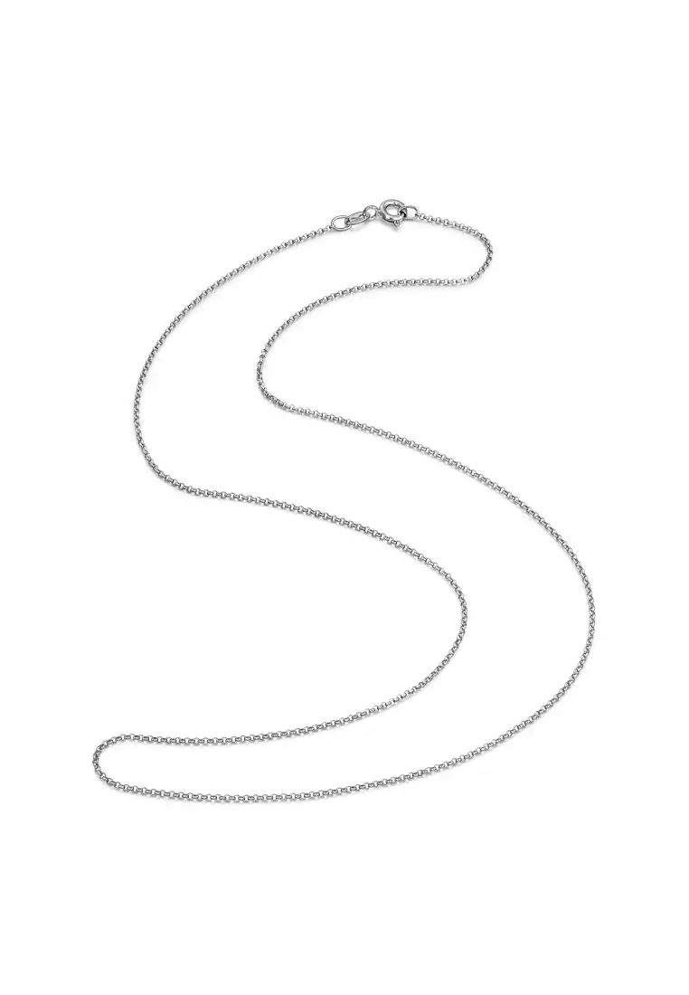 18K Solid White Gold Machinery Chain Necklace for Women 45cm 03820N