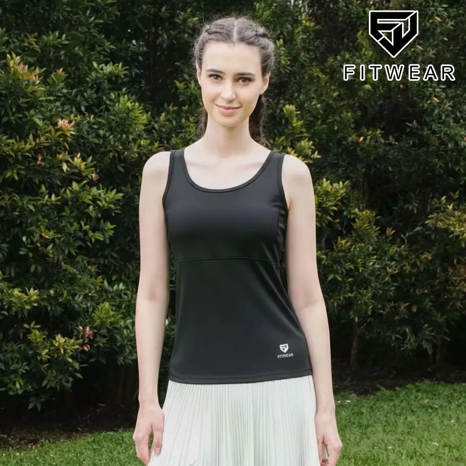 Fitwear Tanktop Olahraga Wanita VIVIAN BACKMESH SLIMFIT - BLACK