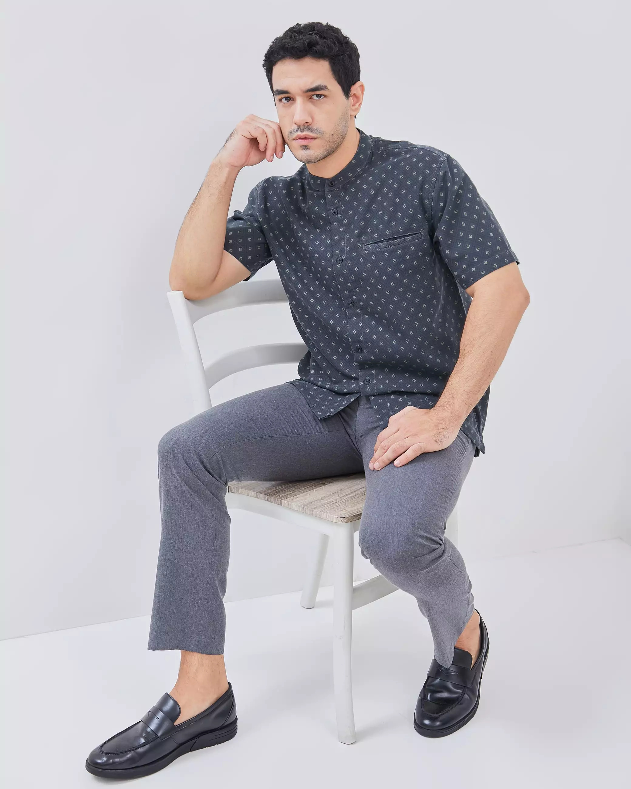 AMK Kemeja Koko Pria Lengan Pendek KK BB Amman Ss Grey
