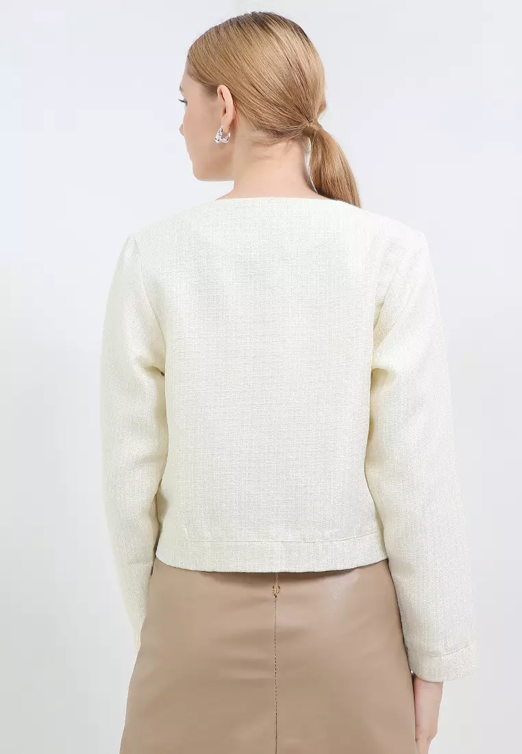 Jacket Tweed Kancing Gold - Antha Suits