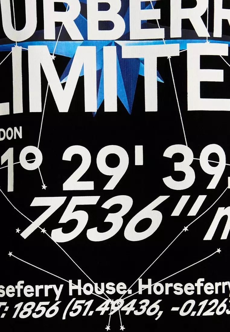 Constellations Print Cotton Oversized Hoodie in Black