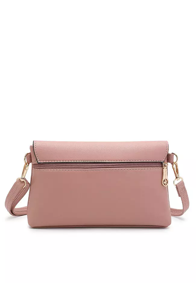 Faux Leather Sling Bag / Crossbody Bag - Pink