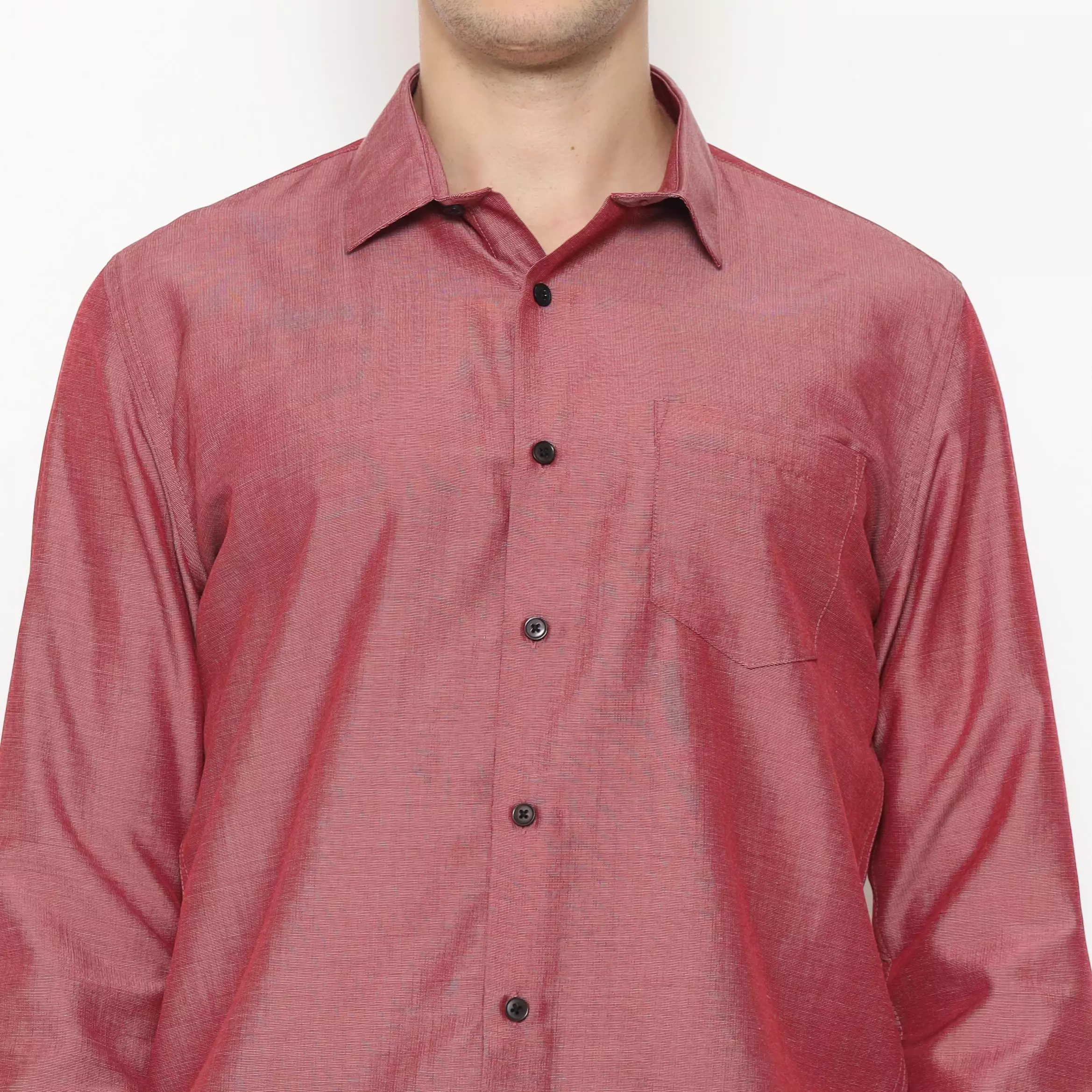 MAGINOT Kemeja Pria Basic Polos Panjang RED