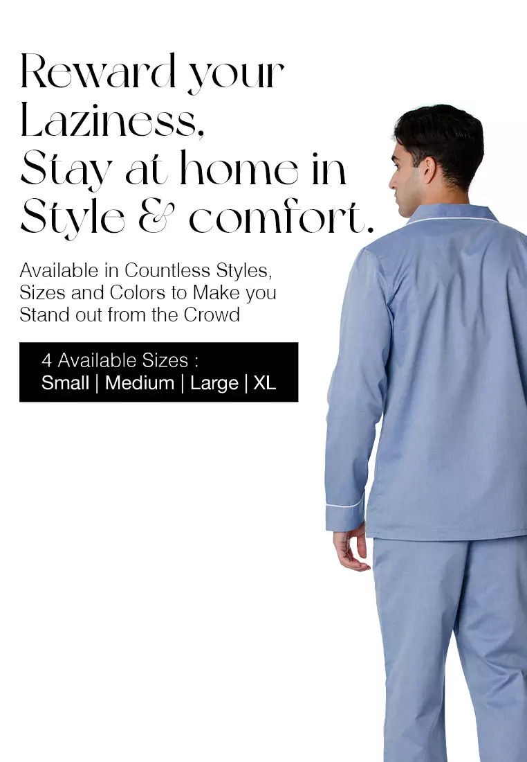 De Lucca Mens Cotton Long Pajama Set