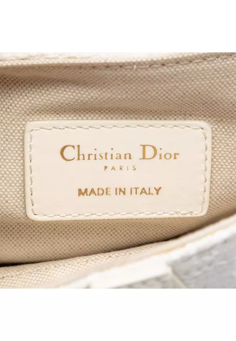 Pre-Loved Dior Mini Oblique Embroidered Canvas Saddle Bag