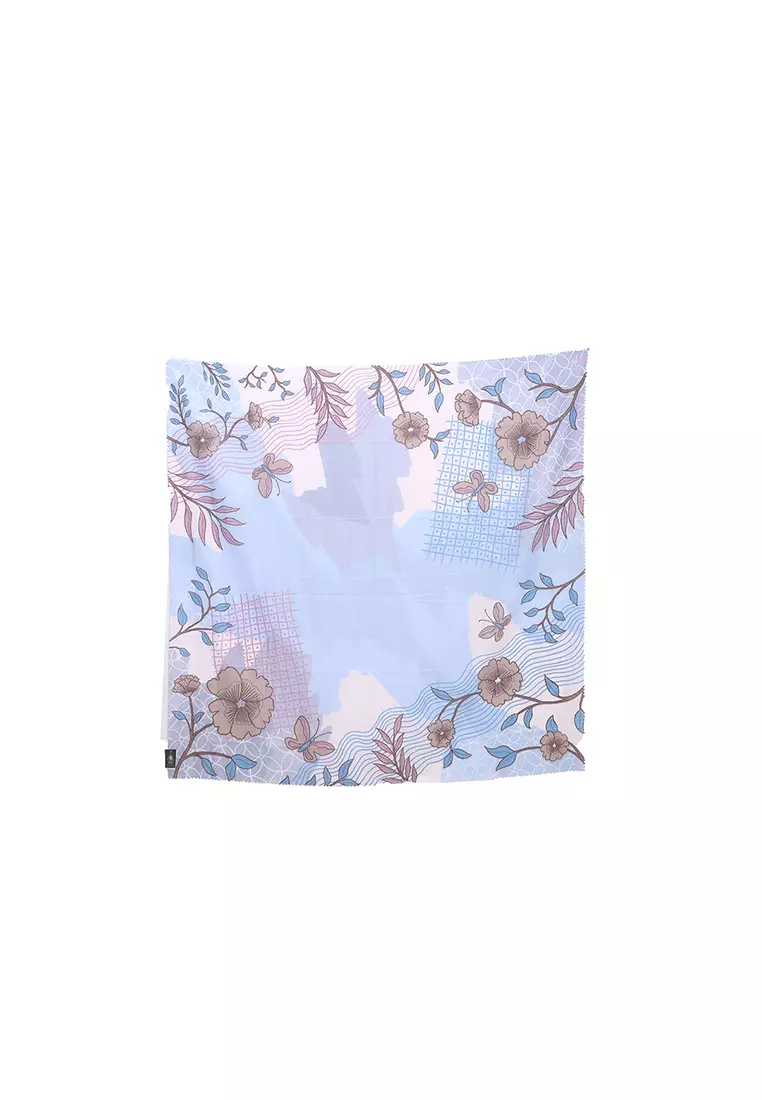 Hijab Scarf Batik Semar Gelar Kusumo Biru 115x115 cm