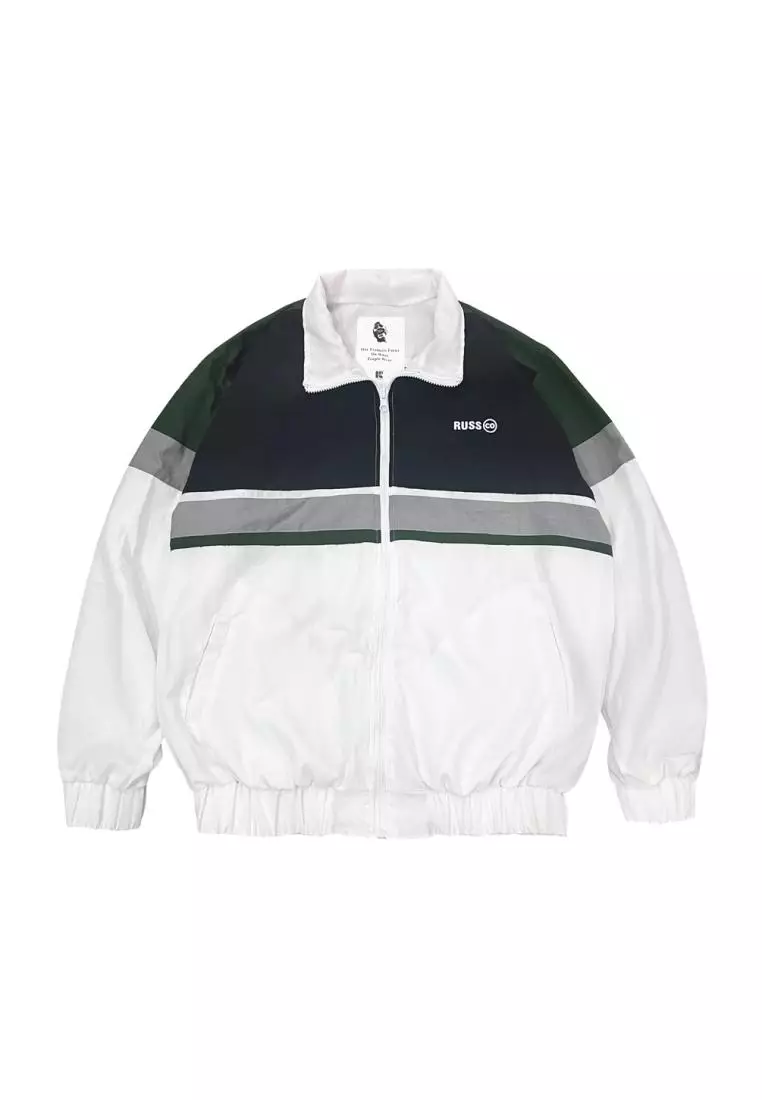 Russ Jaket Zipper Parasut Trois White